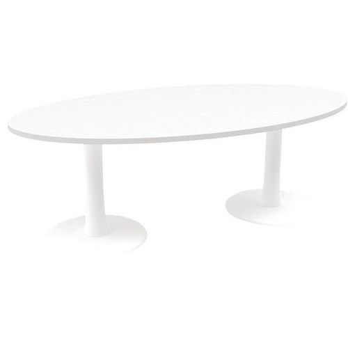 Table De Réunion Oblong 200cm Pied Tulipe Blanc/blanc