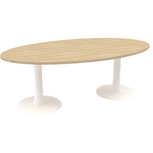 Table De Réunion Oblong 200cm Pied Tulipe Chêne/blanc