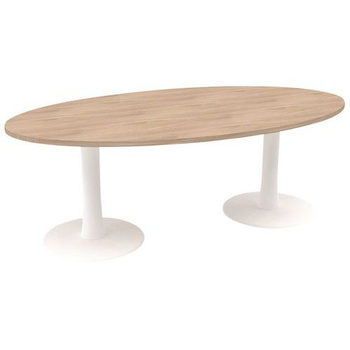 Table De Réunion Oblong 200cm Pied Tulipe Orme/blanc