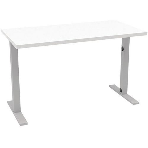 Quadrifoglio - Bureau IDEA L.120xP.60cm - Plateau Blanc, Piétement Argent - Style Moderne, Montage Facile