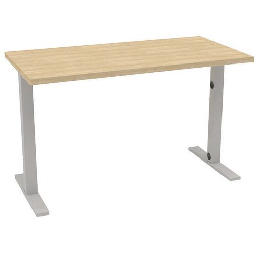 Quadrifoglio - Bureau IDEA L.120xP.60cm Chêne/Argent - Pied Tube Métal - Moderne et Robuste