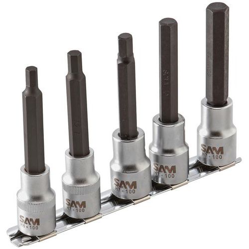 Jeu De 5 Douilles Tournevis 6 Pans Longues Sur Rack