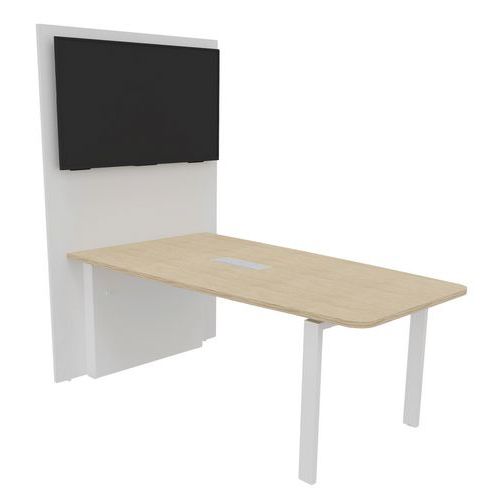 Station Visio Hub Blanc : Table 180x72x100 Cm Blanc/blanc