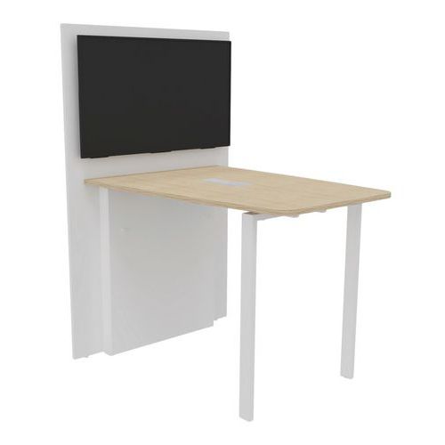 Station Visio Hub Blanc : Table 140x104x100 Cm Blanc/blanc