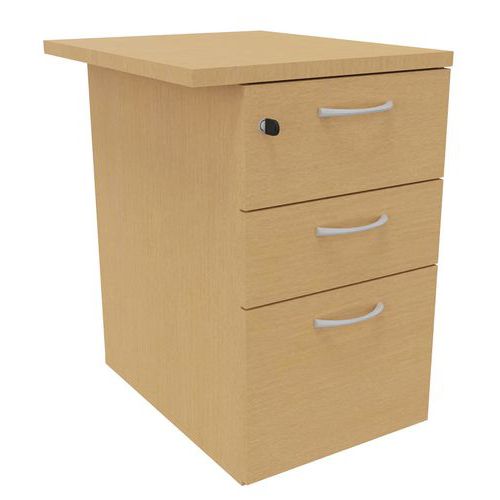 Caisson Hauteur Bureau 3t Prof. 60 Cm Hêtre + Top L50