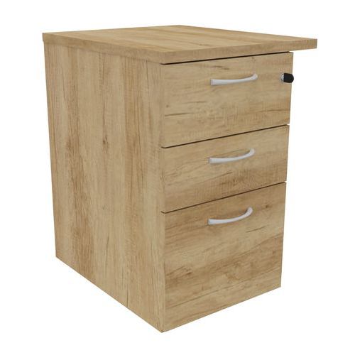 Caisson Hauteur Bureau 3t Prof. 60 Cm Chêne Vieilli + Top L50