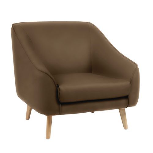 Fauteuil 1 Place Aya Pied Bois Enduit Pvc Non Feu M1 Terre