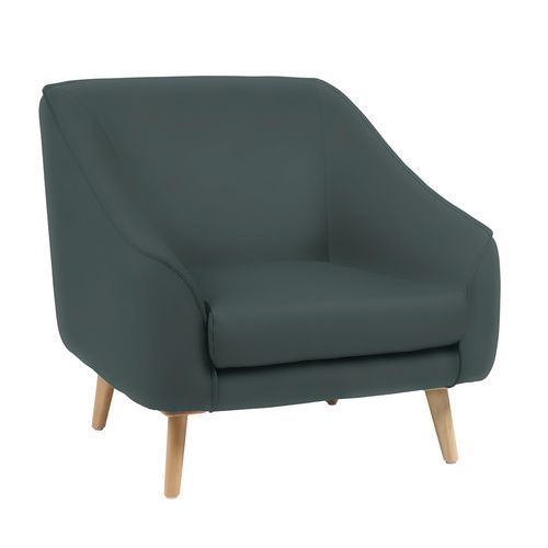 GGI - Fauteuil AYA 1 place Gris - Pied bois enduit PVC M1 - Espace détente - Garantie 5 ans