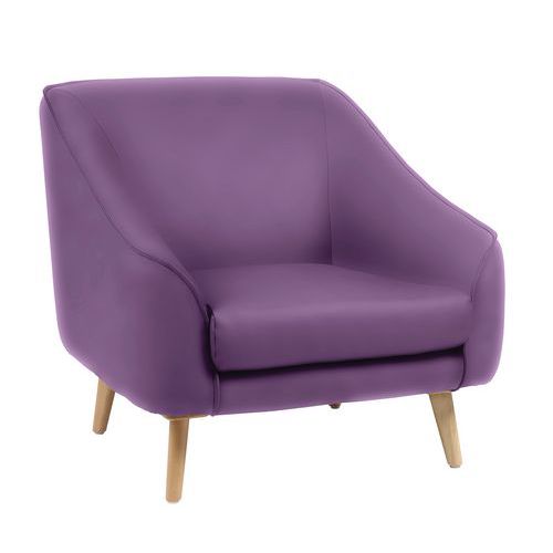 GGI - Fauteuil AYA 1 place violet - Pieds bois - PVC non feu M1 - Espace détente