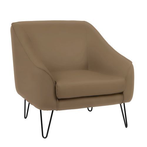 GGI - Fauteuil AYA 1 place Taupe - Pied Métal - PVC Non Feu M1 - Espace Détente - Livré Monté