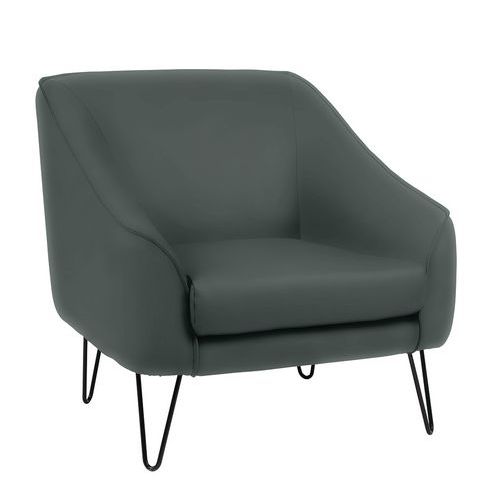 GGI - Fauteuil 1 place AYA Gris - PVC M1 Non Feu - Pied Métal - Espace Détente - Livré Monté
