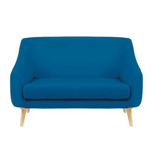 Canapé 2 Places Aya Pied Bois Tissu Enduit Pvc Non Feu M1 Pétrôle