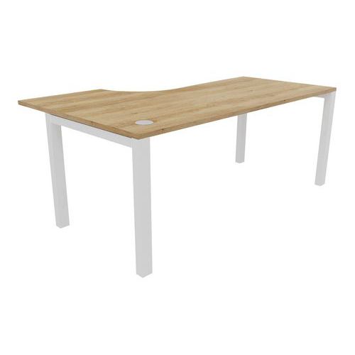 Buronomic - Bureau asymétrique Astro Arche 180 cm chêne vieilli/blanc - Retour droit - Éco-responsable - 10 ans garantie