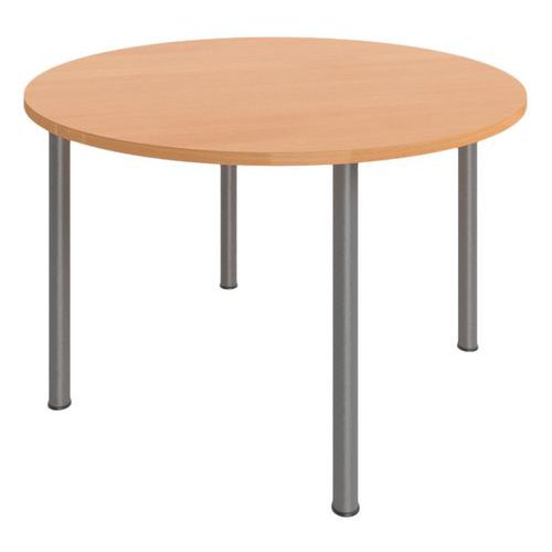 Table Réunion 4 Pieds Métal Ã˜ 100 Cm Hêtre/alu