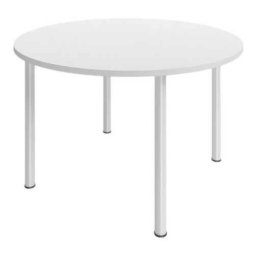Table Réunion 4 Pieds Métal Ã˜ 100 Cm Blanc/blanc
