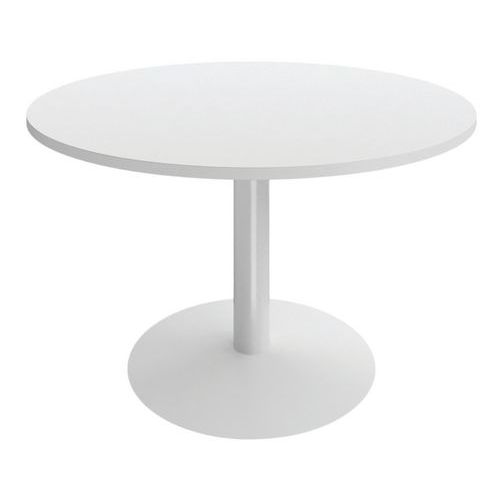 Table Réunion Pied Central Métal Ø 100 Cm Blanc/blanc