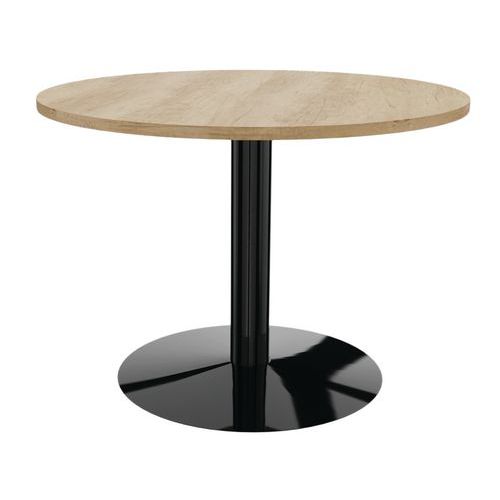 Table Réunion Pied Central Métal Ã˜ 100 Cm Chêne Vieilli/noir