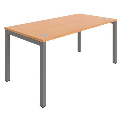 Buronomic - Bureau droit Astro 120x70cm Hêtre/Argent - Éco-responsable, PEFC, 10 ans garantie