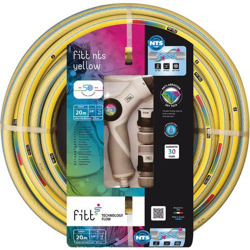 Tuyau d'arrosage NTS Yellow tout équipé - Longueur 20 m - Fitt Tuyau d'arrosage NTS Yellow tout équipé - Longueur 20 m - Fitt