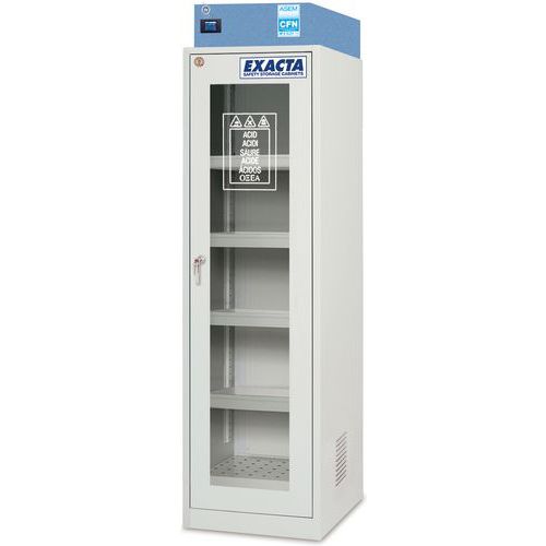Exacta - Armoire de laboratoire filtrante 1 porte - 125L - Multirisques - Gris clair - Norme NF X15-211