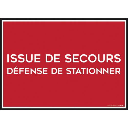 Panneau Interdiction de Stationner Issue de Secours - PVC Rigide 210x150mm Rouge
