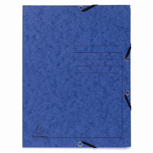 Chemises à lastique 3 Rabats Carte Lustrée - A4-bleu