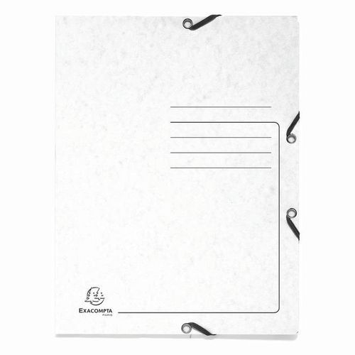 Chemises à lastique 3 Rabats Carte Lustrée - A4-blanc