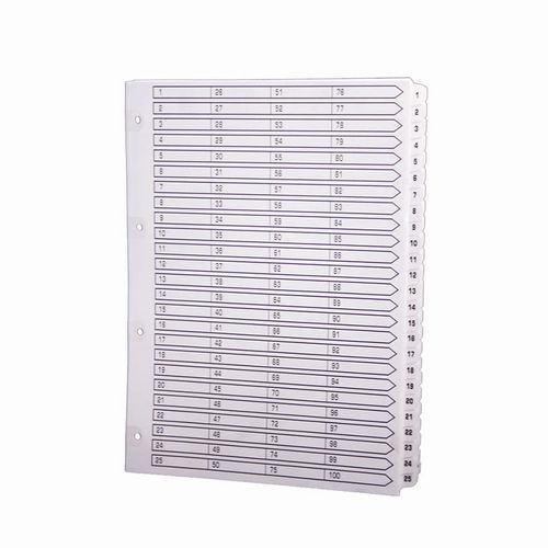 Intercalaires Imprimés Plastifiées 100 Touches A4-blanc