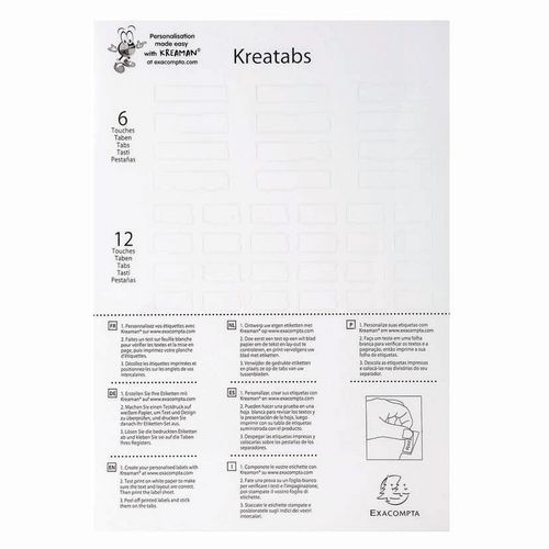 Intercalaires Kreatabs Personnalisables 6 Pos A4-blanc