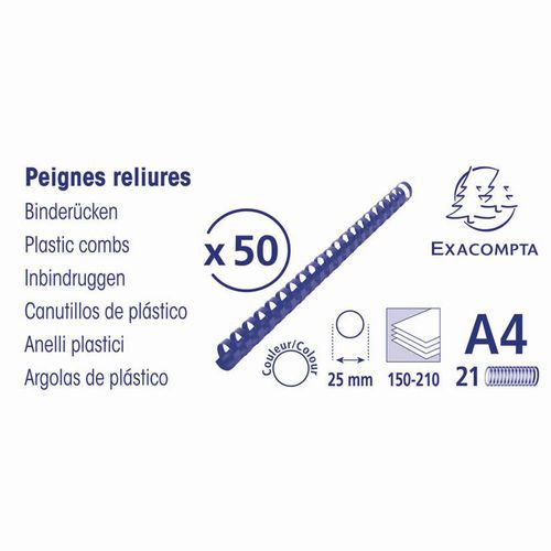 Boite 50 Reliures Spirales Plastique 25mm-noir