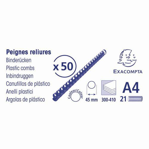 Boite 50 Reliures Spirales Plastique 45mm-noir