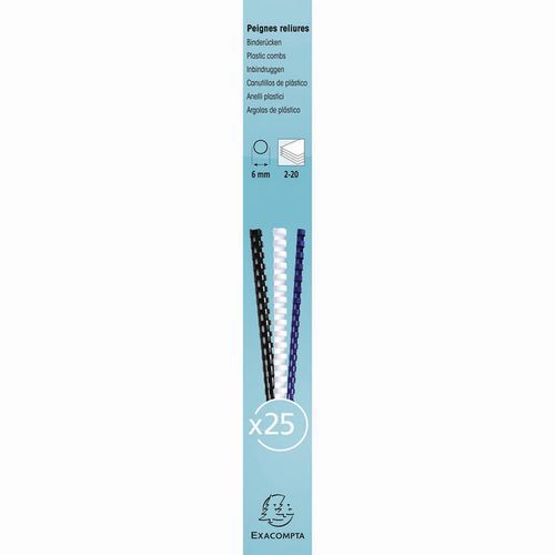 Boite 25 Reliures Spirales Plastique 6mm-noir