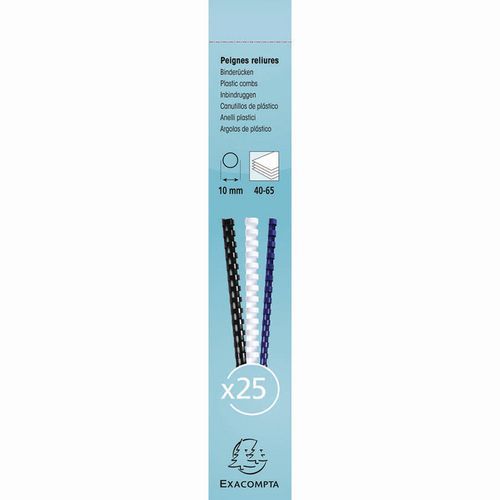 Boite 25 Reliures Spirales Plastique 10mm-noir