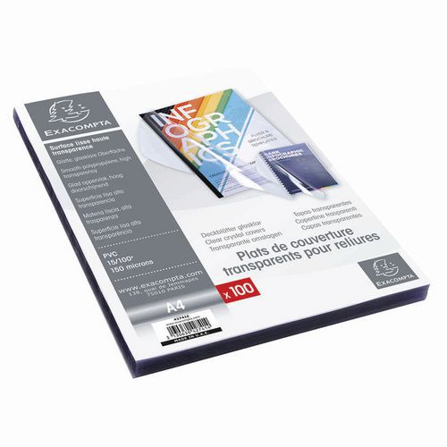 Boite De 100 Plats Pour Relier Pvc 15x100e - A4-cristal
