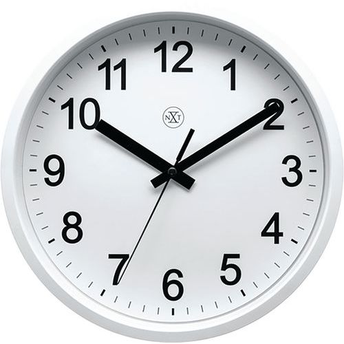 NeXtime - Horloge Murale Design Robust - Ø 255 mm Blanc - Forme Ronde - Pile AA/LR6 Non Fournie