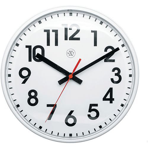 Nextime - NeXtime - Horloge murale design Peter - Blanc Ø 260mm - Ronde - Pile AA/LR6 non fournie