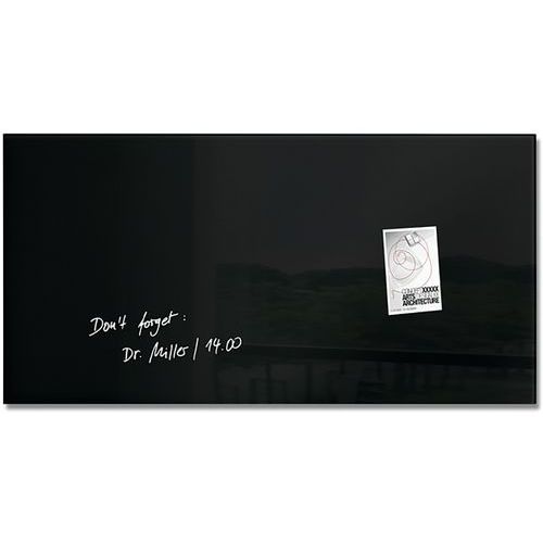 Sigel - Tableau magnétique en verre noir - 910x460x15mm - Fixation murale - Surface effaçable