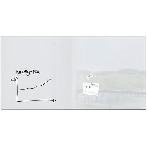 Sigel - Tableau magnétique en verre XL Blanc 2000x1000mm - Magnétique et Écriture Facile - Fixation Murale