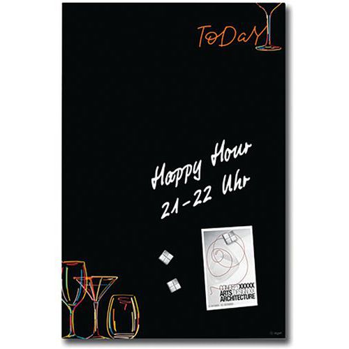Sigel - Tableau magnétique en verre 40x60cm - Design Drinks - Fixation murale - Surface d'écriture en verre