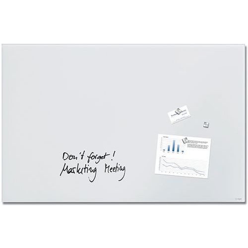 Sigel - Tableau magnétique en verre blanc - 1000x650x15mm - Fixation murale - Idéal pour bureau