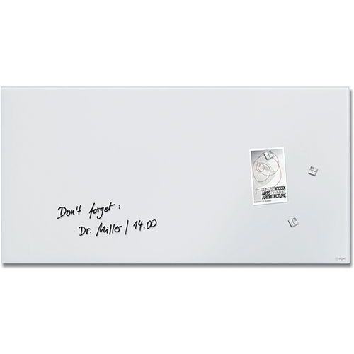 Sigel - Tableau magnétique en verre blanc mat - 910x460x15mm - Surface effaçable et élégante