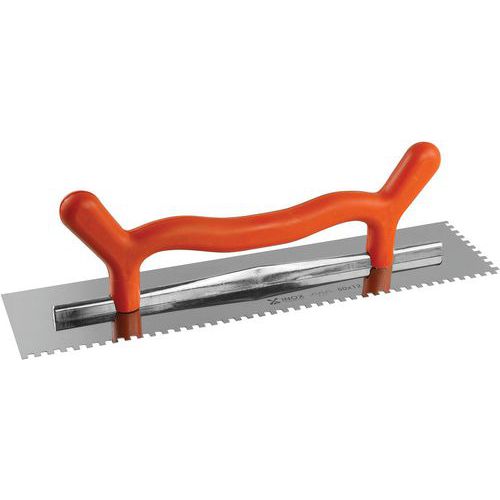 Lot de 3 - Platoir Denté Manche Plastique 2 Mains Lame Inox - 10x10cm