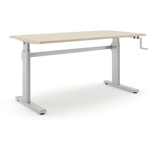 Actiforce - Bureau réglable Aluforce Pro 110 HC - 160x80cm Chêne Gris - Hauteur 70.5-116.5cm - Ergonomique Télétravail