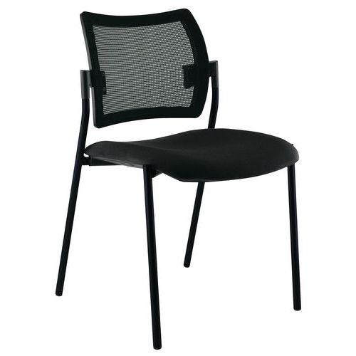 Sokoa - Chaise visiteur Tendance résille Noir - Empilable M1 - Assise tissu - Idéale bureau