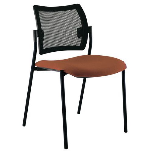 Sokoa - Chaise visiteur Corail Tendance - Dossier résille Noir - Empilable - M1