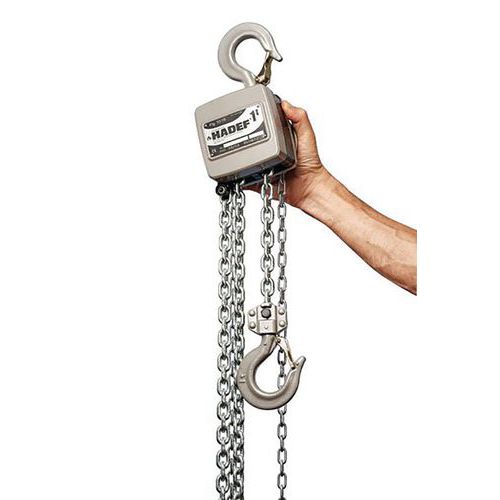 Hadef - Palan Manuel Aluminium 10/19 - 1000 Kg - Levage 3m - Robuste et Fiable