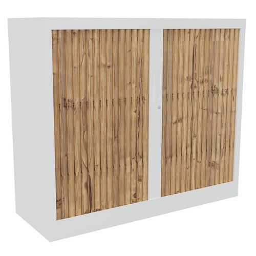 Armoire à Rideaux Classif 102x120 Cm Corps Blanc/rid Chêne Brut