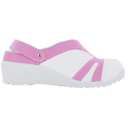 Sabot De Sécurité Femme En Microfibre Blanche Et Rose T40