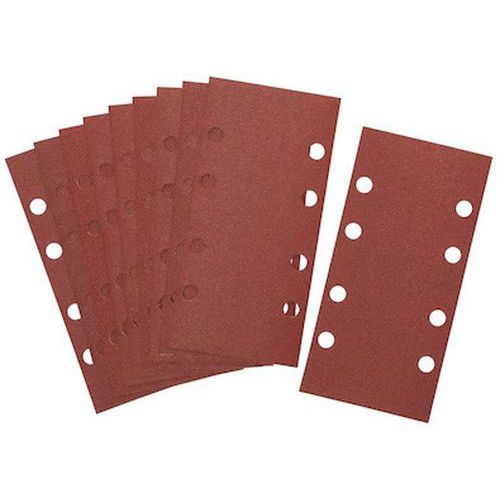 Lot de 10 - 1/3 Feuille Abrasive Velcro 8 Perforations - Grain 180