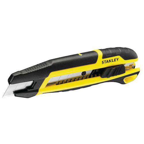Stanley - Cutter Quick Snap Bi-matière - Lame 18mm - Longueur 160mm - Robuste et Durable
